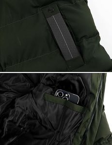 Manteau long matelassé d'hiver pour homme, conçu sur mesure, avec capuche, poches, rembourrage en coton, veste matelassée, coque en polyester/nylon, thermique - Product Image 5