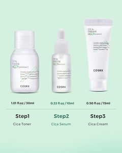 Ensemble de soins de la peau Cosrx Produits cosmétiques coréens Produits Centella Sérum tonifiant pour le visage Crème pour le visage Kit de soulagement des CICA-7 COSRX en 3 étapes - Product Image 2
