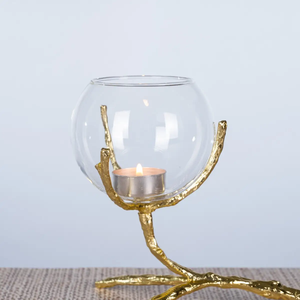 Pilar de portavelas de fundición de buen tema con chimenea de vidrio votivo de aluminio plateado para decoración de mesa - Product Image 3