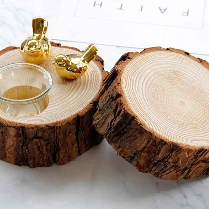 Creative Candle Holder Retro Tree Round Shape Wooden Candle Holder with