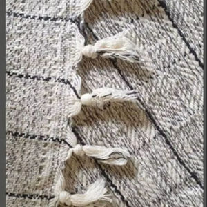 Blanc Noir Checkered Melange 100 Couvre-lit en coton naturel Brochet 200x240 cm 79x95 pouces - Product Image 1