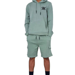 ชุดเซ็ตกางเกงขาสั้นมีฮู้ดสำหรับผู้ชายชุดเสื้อผ้าลำลองระบายอากาศใส่สบายดีไซน์เป็นเอกลักษณ์ - Product Image 1