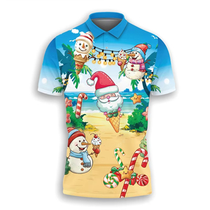 Prêt à expédier mode coton T-shirt de Noël pour hommes chemise hawaïenne automne hiver noël 3D imprimé chemises de Noël - Product Image 1
