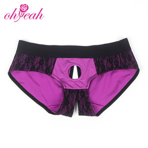 Hot New Sweet Fashion Purple Strap-on Harness Panty Crotchless Accesorios de ropa interior madura Consolador portátil para mujeres - Product Image 6