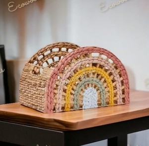 Nouveau design arc-en-ciel décoration demi-cercle panier de rangement arc-en-ciel panier à la main jacinthe d'eau avec poignée écologique - Product Image 5