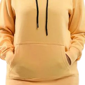 Sweat à capuche en polaire jaune solide avec poche kangourou pour femmes, sweat-shirt surdimensionné décontracté pour l'hiver et le streetwear - Product Image 5
