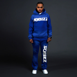 Alta calidad de los hombres Vintage Washed Street Style Custom Distress & Patches Pullover Hoodies y pantalones de chándal Chándales de invierno para hombres - Product Image 2