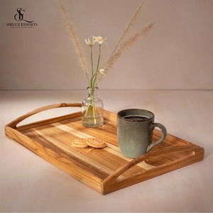 Modern Elegant Farmhouse Style Serving Tray Premium Quality Natural Wood for Ramadan Wedding Diwali Occasions - Product Image 1