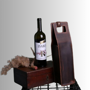 Portavasos de vino de cuero genuino de grano completo de calidad superior logotipo personalizado whisky cerveza botella individual llevar bolso de lujo Redwine regalo - Product Image 1