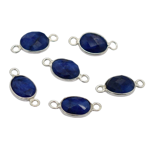 17X8mm Lapis Lazuli ขั้วต่ออัญมณี18K ทอง & เงินสเตอร์ลิงชุบสำหรับ C156-157อัญมณี - Product Image 2