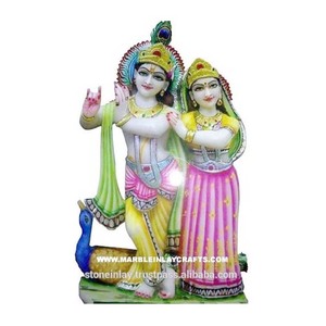 Marble Krishna Radha <b>Painted</b> Exclusive Murti Indian Exporter Statue Worship Hindu Culture Handmade High Quality Marble Statue - Product Image 1