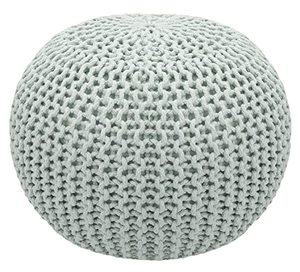 Puf redondo otomano Cable tejido Boho hecho a mano Circular reposapiés sala de estar niños dormitorio Hotel (18 "X 14") - Product Image 1