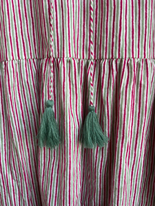 ชุดเดรสฤดูร้อนพิมพ์ลายดอกไม้แบบลำลองทำจากผ้าฝ้ายตกแต่งด้วยพู่แบบบล็อก100% - Product Image 5