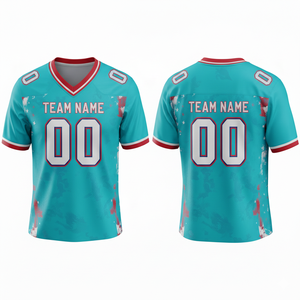 Ensemble de maillot et short de football américain sublimé personnalisable, 100% polyester respirant avec position du logo sur le devant - Product Image 1