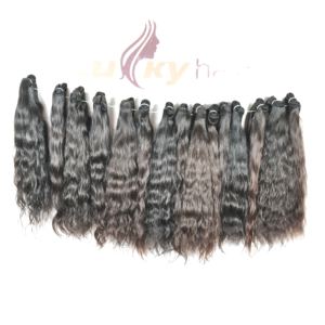 Máquina alineada con cutícula virgen cruda Extensiones de cabello humano de doble trama Paquetes rizados vietnamitas sin procesar Color negro natural - Product Image 1