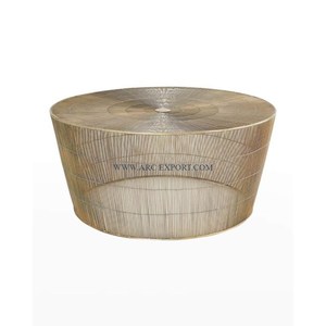 Meilleures ventes Table d'appoint de designer en agate de forme ronde avec cadre en acier inoxydable poli miroir Meubles de salon Table d'appoint - Product Image 4