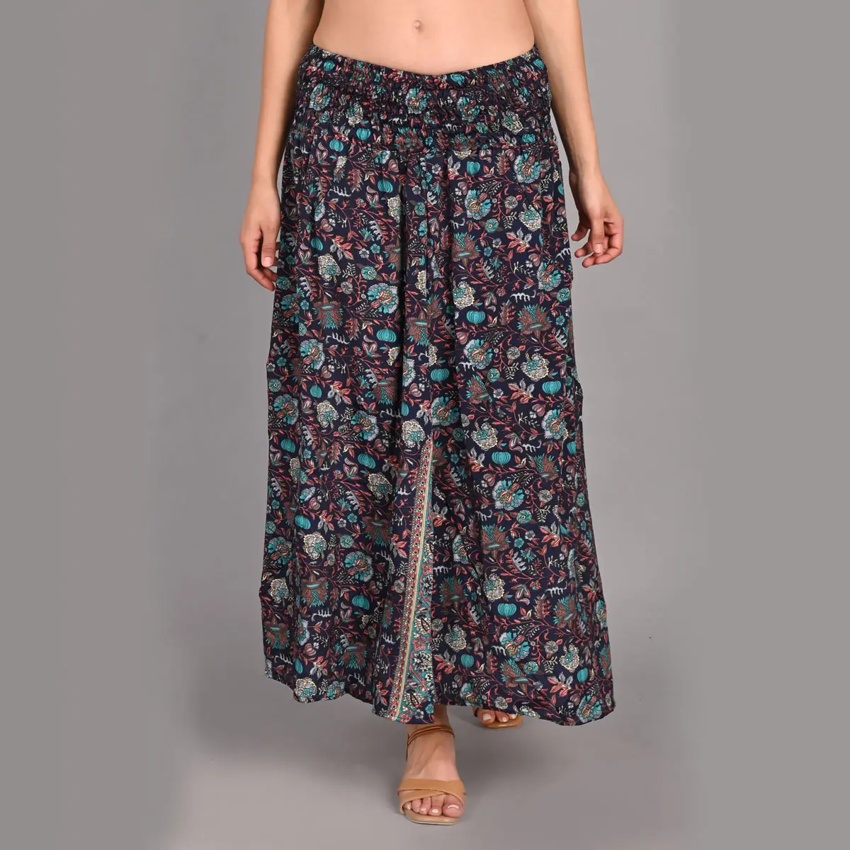 Mujer Boho New Sari Falda Larga Estampado y Slit Maxi Falda