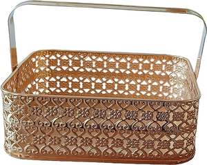 Venta caliente Cesta de almacenamiento de regalo de metal cuadrado Diseño fantástico Cesta de regalo de metal de color dorado de la India - Product Image 1