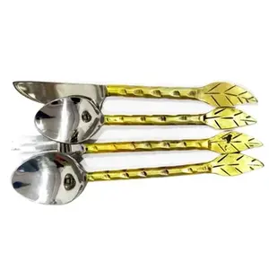 Ensemble de couverts or en aluminium faits à la main couverts pour salade cuillère à thé et ustensiles de cuisine vaisselle élégante à manger usage quotidien - Product Image 4