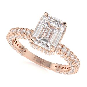 1.00CT Anillo de corte esmeralda, anillo de compromiso de diamante incoloro, anillo de compromiso solitario, anillo de promesa - Product Image 5