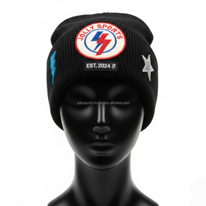 Gorro de invierno para mujer, gorro de punto acrílico, tejido elástico, logotipo personalizado, diseño de parche bordado, gorros de Jacquard de varios colores - Product Image 1