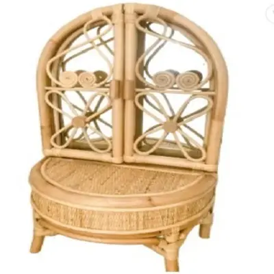 Latest Design Rattan Wicker Doll Make-Up Table Girls Toys Cute Handmade Lovely Wicker Toy Dressing Table With Mirror For Girls