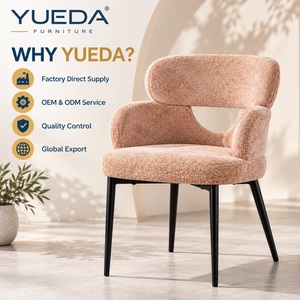 <span class=keywords><strong>Fauteuil</strong></span> de salle à manger contemporain <span class=keywords><strong>rose</strong></span> rembourré avec dossier découpé incurvé et pieds en métal pour salle à manger moderne, vente en gros - Product Image 1