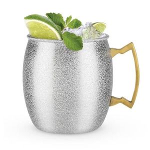 Cubiertos martillados Moscow Mule Tazas con mango de latón Vasos de acero inoxidable pulido Perfecto para accesorios de barra - Product Image 5