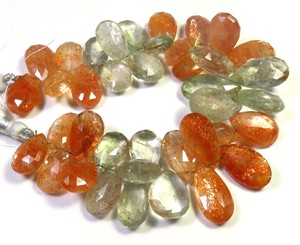 Perles de pierre de soleil naturelle en forme de poire, 7,5 brins, vertes, facettées, qualité supérieure, jeu de couleurs, 15-21 mm, pierres précieuses en vrac - Product Image 3