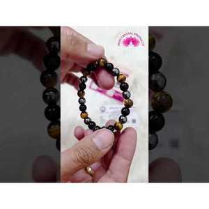 Bracelet unisexe tendance Chakralume en hématite naturelle, œil de tigre et onyx noir, perles de 8 mm - Bijou de protection et de mise en terre - Product Image 4