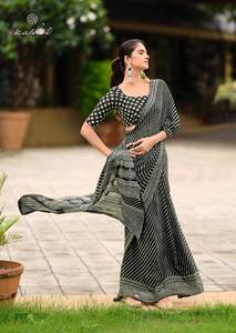 Collection de saris imprimés en feuille de mousse mate en gros, catalogue complet, vêtements de fête et décontractés, séchage rapide, toutes saisons, vêtements indiens et pakistanais - Product Image 5