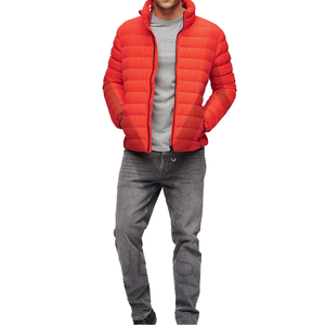 Chaquetas acolchadas de invierno con logotipo frontal personalizado cálidas para hombre, cuello levantado de lona, transpirables para exteriores - Product Image 1