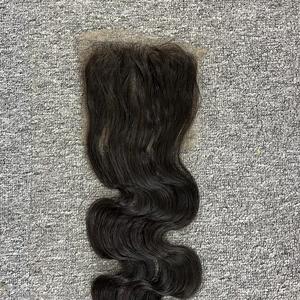 Extensiones de cabello humano virgen vietnamita 100%, cierre recto Natural 4x4, máquina de fuente de un donante, trama doble no Remy - Product Image 3