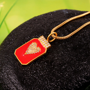 Pendentif coeur en émail rouge en argent sterling 925 fait à la main avec placage d'or pour collier ou breloque à la mode - Product Image 6