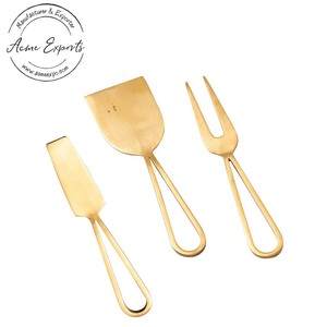 Ensemble de couteaux à fromage de luxe avec poignées en marbre blanc et lames en or rose, élégant, parfait pour les fêtes de service et les cadeaux. - Product Image 2