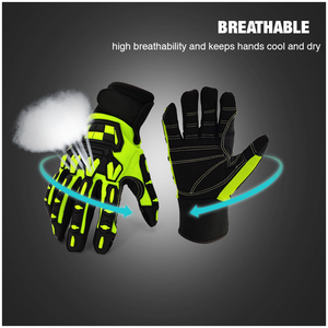 Guantes reflectantes de seguridad de piel de cabra de cuero pantalla táctil antideslizante transpirable sostenible puño cónico 8 oz de espesor - Product Image 4