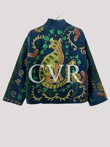 เสื้อโค้ทกำมะหยี่ปักลายดอกไม้ คอตั้ง แขนยาว ไซส์ใหญ่ สำหรับผู้หญิง สไตล์ลำลอง ใส่ได้ในฤดูใบไม้ร่วง - Product Image 1