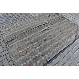 Alfombra turca Vintage gris roja moderna 5,5X8,1 pies área grande de lana con respaldo de látex patrón de retazos para adolescentes 55x81cm - Product Image 2