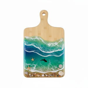 Bloc à découper en bois et résine époxy artisanale de qualité supérieure pour la cuisine, durable, antidérapant, écologique, léger, passe au lave-vaisselle - Product Image 4