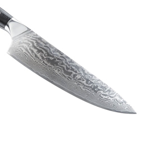 Cuchillo de chef de cocina de hoja fija de acero de Damasco de estilo japonés a la venta - Product Image 6