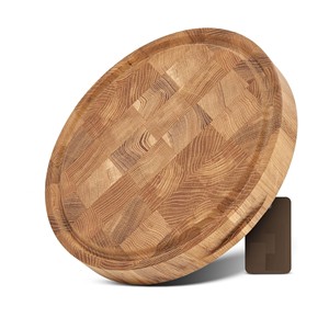 Artículo popular, tabla de cortar de grano redondo de madera ecológica, utensilios de cocina, bloque de servicio de madera hecho en Vietnam - Product Image 5