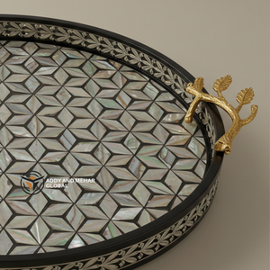 Gran oferta, elegante bandeja redonda de nácar para servir, perfecta para servir bebidas o exhibir joyas, disponible a buen precio - Product Image 2