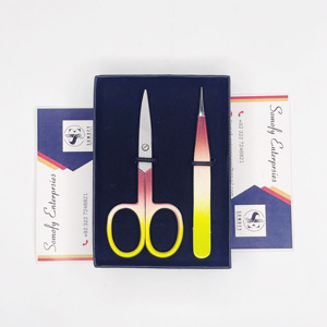 Pince à sourcils multicolore oblique Ciseaux à sourcils durables et ciseaux fins dans un ensemble pratique - Product Image 1