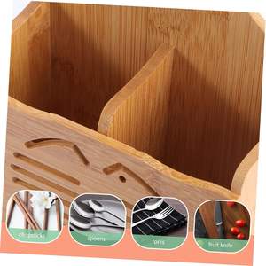 Caja de almacenamiento de cubiertos de 2 uds., cubiertos de madera, utensilios de madera para comer, tendedero de ropa de madera, caja de almacenamiento de cubiertos, cubiertos - Product Image 6