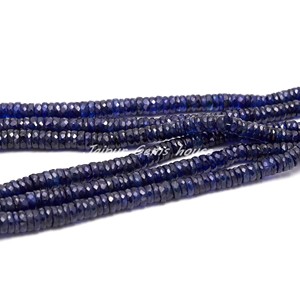 Perles de pierres précieuses Heishi en saphir bleu naturel de qualité AAA pour la fabrication de colliers, fournitures d'artisanat de bijoux - Product Image 4
