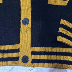 Custom Sorority Fraternity V-Neck <b>Cardigan</b> <b>Black</b> Gold University Men's Women's Sweater Acrylic Knitted Front Button Embroidery - Product Image 6