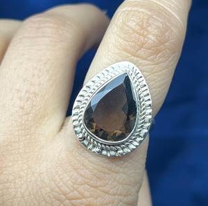Natural Smoky Quartz <b>Silver</b> <b>Ring</b> Smoky Quartz Gemstone <b>Silver</b> <b>Statement</b> <b>Ring</b> Handmade Boho <b>Ring</b> for Her - Product Image 1
