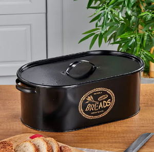 Boîte à pain Mirage en fer avec couvercle en bois de manguier, boîte à pain indienne en métal avec couvercle en bois pour la cuisine disponible en gros depuis l'Inde - Product Image 2