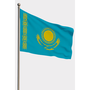 Drapeau extérieur personnalisé du Kazakhstan 3x5 pieds, style fanion, impression numérique, nylon, soie, vinyle, plastique, mât de drapeau en aluminium, utilisation automobile - Product Image 1