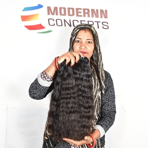 Venta al por mayor 100% extensiones de cabello humano indio virgen ondas onduladas crudas sin procesar con brillo natural de color vendedor barato - Product Image 4